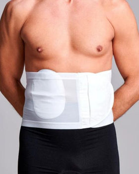 CUI Unisex Anti Roll Mesh Ostomy Hernia Support Belt - 20cm/8inch - 1 each, 20 CM / 8 INCH, XLARGE - WHITE - NO OPENING