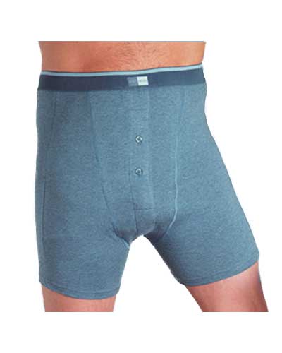 CUI Mens Ostomy High Waist Cotton Fitted Trunk - 1 each, LARGE, DENIM - TWIN