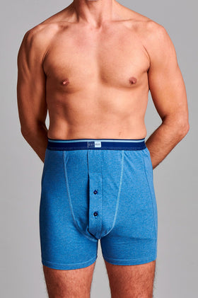 CUI Mens Ostomy High Waist Cotton Fitted Trunk - 1 each, MEDIUM, DENIM - TWIN