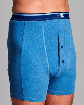CUI Mens Ostomy High Waist Cotton Fitted Trunk - 1 each, XLARGE, DENIM - TWIN - 0