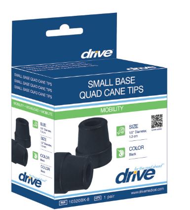Drive Small Quad Cane Tips - 1 pair/Box , 1/2"