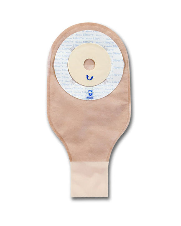 Marlen UltraLite 1-Piece Drainable Pouch with Snap-Lok Pouch Closure with SkinShield Barrier with No Filter - 10 per box, SHALLOW CONVEXITY - 1" (25MM)