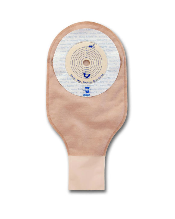 Marlen UltraLite 1-Piece Drainable Pouch with Snap-Lok Pouch Closure with SkinShield Barrier with No Filter - 10 per box, FLAT - CUT TO FIT - 1/2"-2 1/8" (12-55MM)