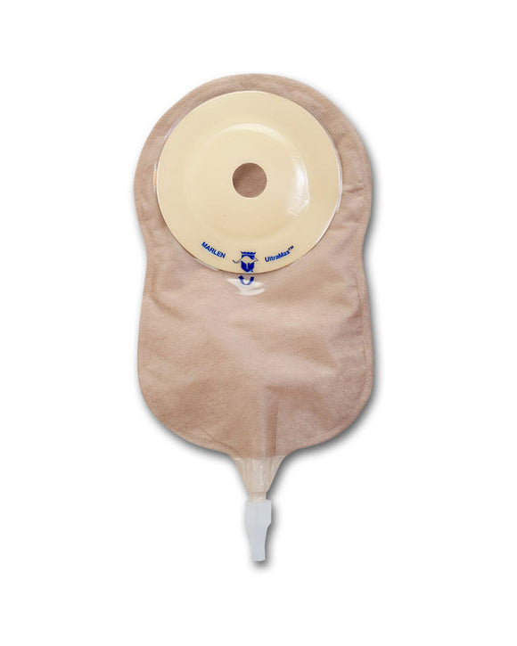 Marlen UltraMax 1-Piece Urostomy Pouch with AquaTack Barrier and No Filter - 5 per box, TRANSPARENT, FLAT - 7/8" (22MM)
