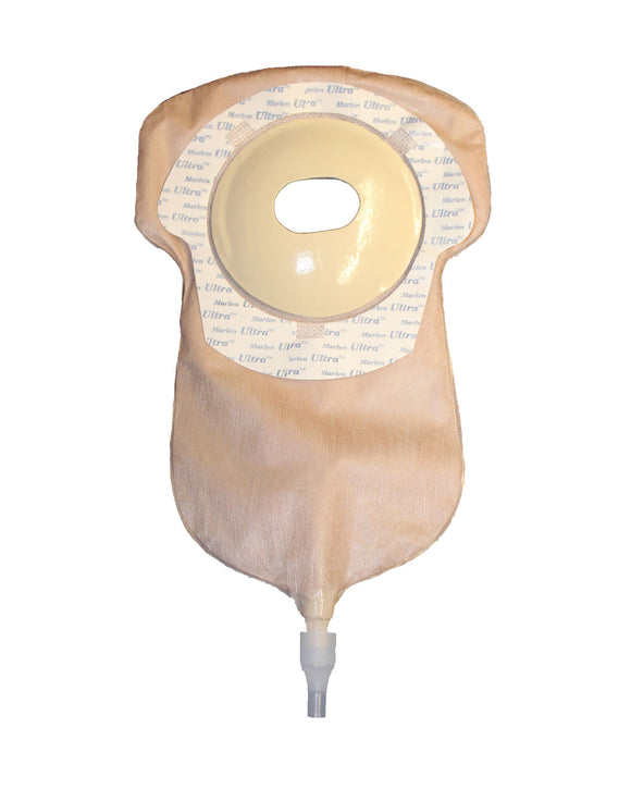 Marlen Ultra Extra 1-Piece Urostomy Pouch with SkinShield Barrier with No Filter - 10 per box, TRANSPARENT, CONVEX - OVAL - 1 1/4"X2"X5" (32X50MM)