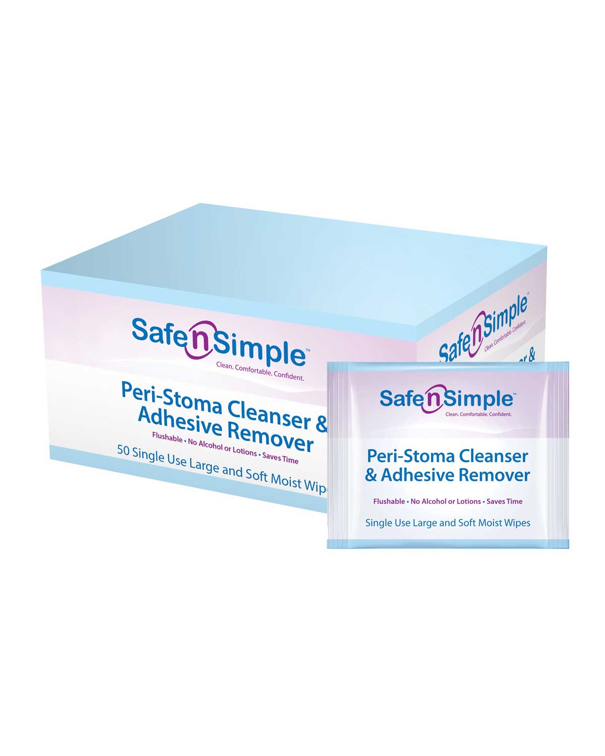Safe n Simple Peri-Stoma Cleanser & Adhesive Remover, (5 PACKETS/BOX)