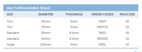 Salts Secuplast Mouldable Seals, LARGE, 100MM X 3MM, (30/BOX)
