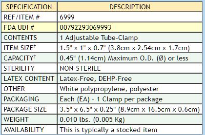 Pince pour tube de pouce Urocare à six positions - 1 de chaque