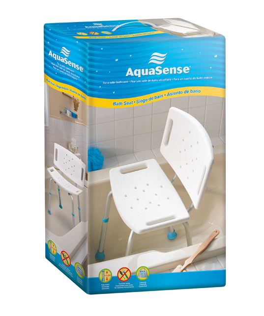 Aquasense Rectangle Bath Bench with Back - 1 each - 0