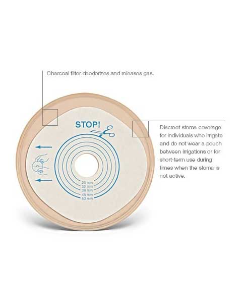 Convatec ActiveLife 1-Piece Stoma Cap with Stomahesive Skin Barrier and Filter - 30 per box, 19MM - 50MM (3/4" - 2"), OPAQUE