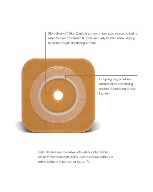 Convatec Natura 2-Piece Stomahesive Flat Skin Barrier Tan with Tape Collar - 10 per box, CUT TO FIT 13MM - 57MM (1/2" - 2 1/4"), BLUE - 70MM (2¾") - (10/BOX)