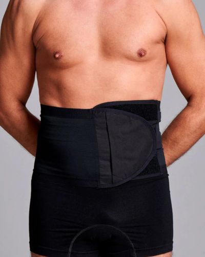 CUI Unisex Anti Roll Mesh Ostomy Hernia Support Belt - 20cm/8inch - 1 each, 20 CM / 8 INCH, XXLARGE - BLACK - NO OPENING