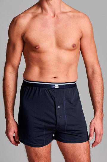 CUI Boxer en coton taille haute pour stomie homme - 1 pièce, PETIT, BLEU MARINE - DOUBLE