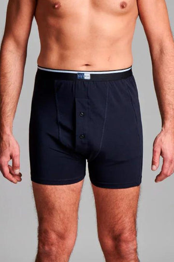 CUI Hommes Ostomie Boxer Ajusté Taille Haute en Coton - 1 chacun, XXGRANDE, BLEU MARINE - DOUBLE