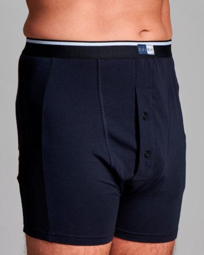 CUI Mens Ostomy High Waist Cotton Fitted Trunk - 1 each, MEDIUM, NAVY - TWIN