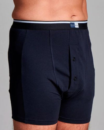 CUI Hommes Ostomie Boxer Ajusté Taille Haute en Coton - 1 chacun, XXGRANDE, BLEU MARINE - DOUBLE - 0