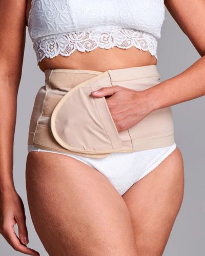 CUI Unisex Anti Roll Wraparound Ostomy Hernia Support Belt - 20cm/8inch - 1 each, 20 CM / 8 INCH, SMALL - BEIGE - NO OPENING