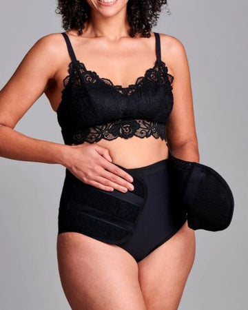 CUI Unisex Anti Roll Wraparound Ostomy Hernia Support Belt - 20cm/8inch - 1 each, 20 CM / 8 INCH, LARGE - BLACK - NO OPENING - 0