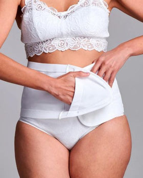 CUI Unisex Anti Roll Wraparound Ostomy Hernia Support Belt - 20cm/8inch - 1 each, 20 CM / 8 INCH, MEDIUM - WHITE - NO OPENING