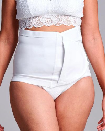 CUI Unisex Anti Roll Wraparound Ostomy Hernia Support Belt - 26cm/10inch - 1 each, 26 CM / 10 INCH, MEDIUM - WHITE - NO OPENING