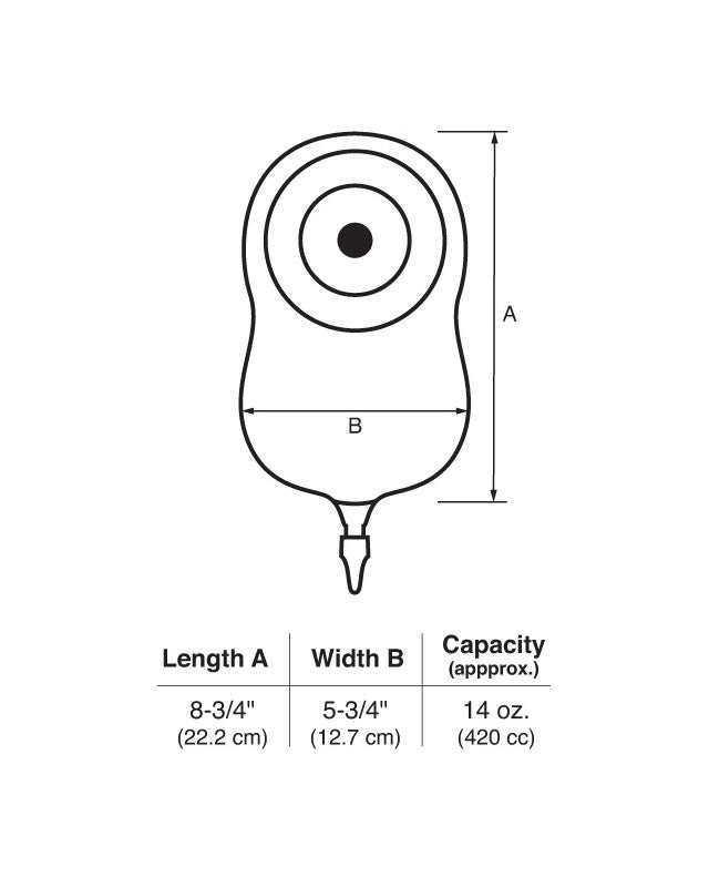 Marlen UltraLite 1-Piece Urostomy Pouch with AquaTack Barrier with No Filter - 10 per box, TRANSPARENT, DEEP CONVEXITY - 1 5/8" (41MM)