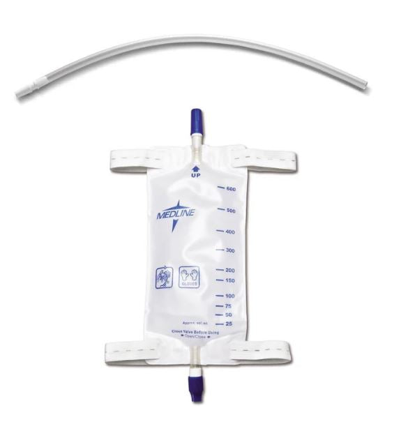 Kit de sac de jambe Medline avec drain torsadé, sangles de jambe et tube d'extension 20 oz - 1 de chaque