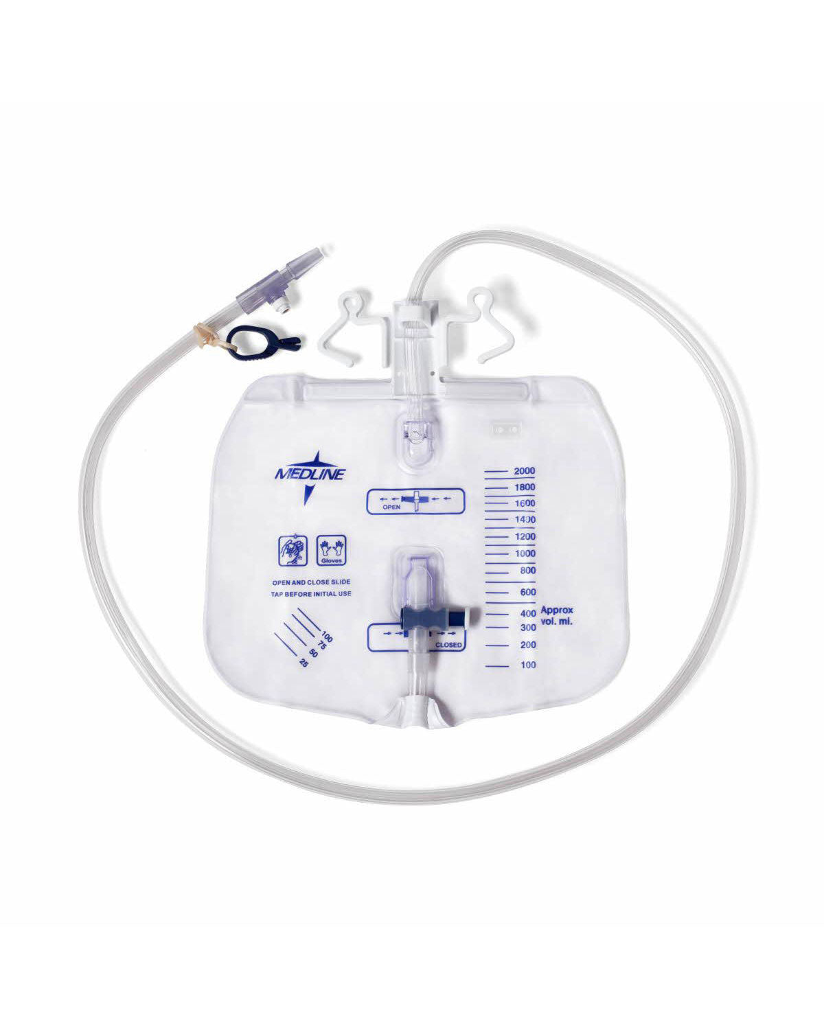 Medline Urinary Drain Bag with Anti Reflux and Slide Tap 2000ml - 1 each