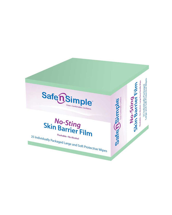 Safe n Simple No-Sting Skin Barrier Film Wipes - 25 per Box
