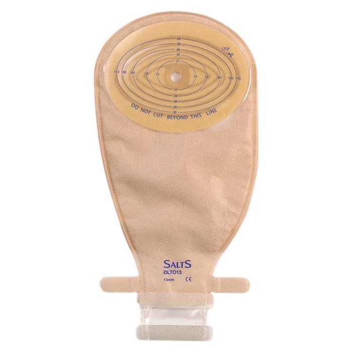 Salts Confidence Comfort 1-piece OVAL drainable pouch - Cut to Fit - 30 units per box, 13-70MM (1/2"-2 3/4"), LARGE, BEIGE WITH TRANSPARENT OVERLAP