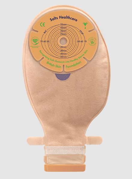 Salts Confidence Natural ADVANCE 1-Piece drainable pouch with Flexifit and Aloe - 30 units per Box, 13-55MM (1/2"-2 1/8")), STANDARD, TRANSPARENT