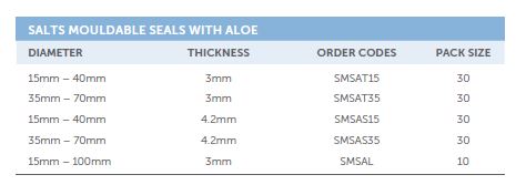 Salts Mouldable ALOE Seals, 15-100MM, 3MM, (10/BOX)