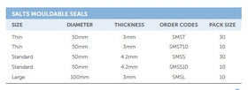 Salts Secuplast Mouldable Seals, LARGE, 100MM X 3MM, (30/BOX) - 0