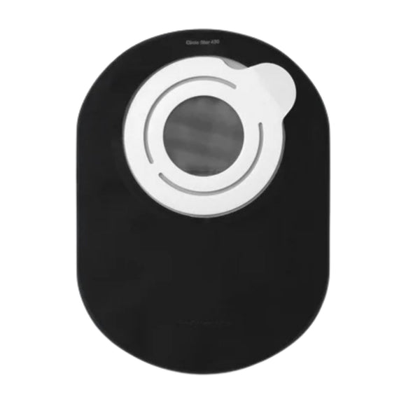 Coloplast Sensura Mio Black Flex 2-Piece Closed Pouch, Maxi 22cm (8.5"), with Inspection Window, 50mm (2") Red - 10 per Box